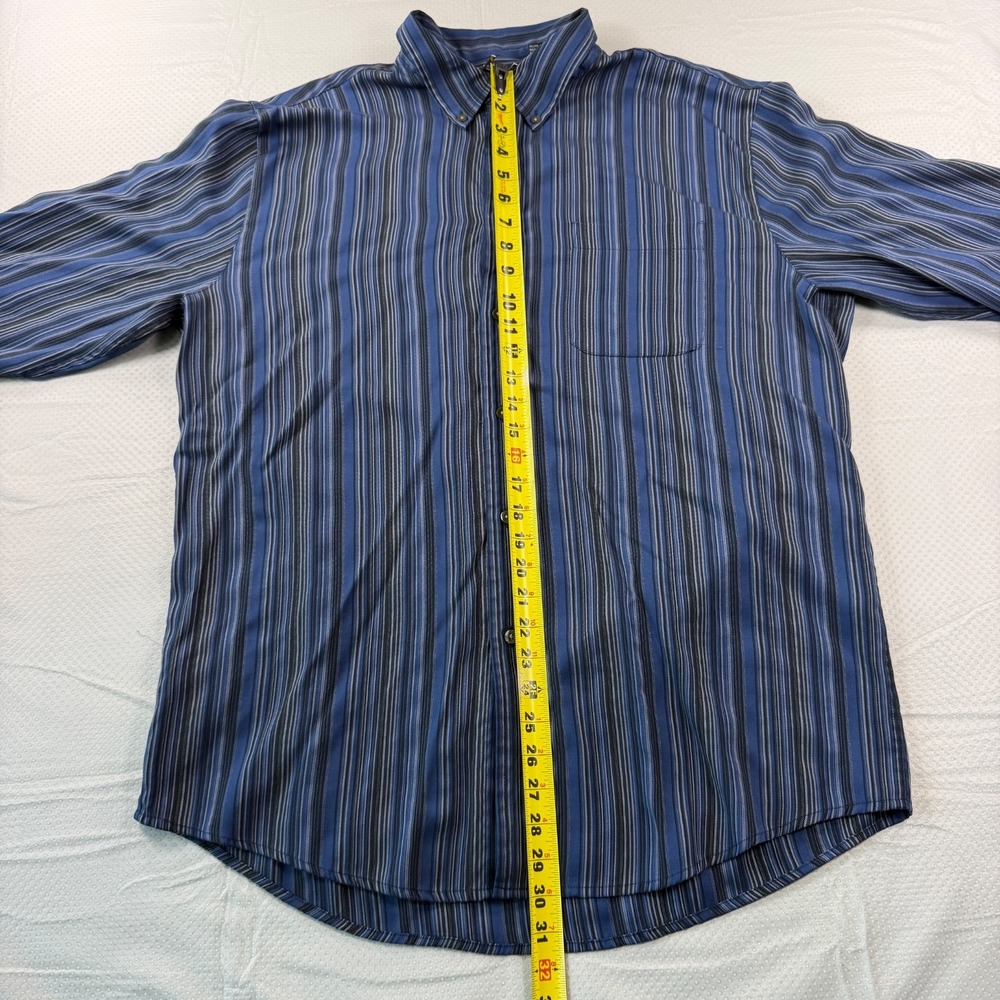 Cezani Mens XL Blue Striped Long Sleeve Button Down Shirt Modal Blend Soft
